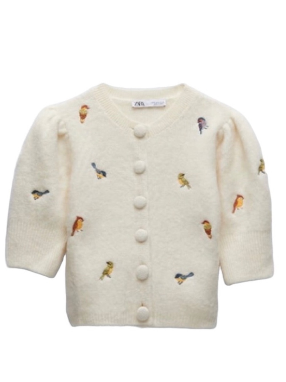 ZARA embroidered bird sweater cardigan